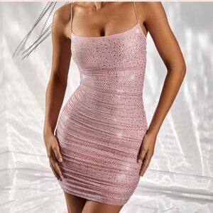 Oh Polly. US size 2. Pink embellished mini dress